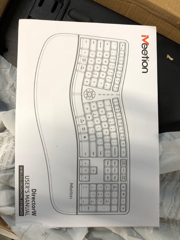 Photo 3 of MEETION Ergonomic Keyboard, Split Wireless Keyboard with Cushioned Wrist, Palm Rest, Black