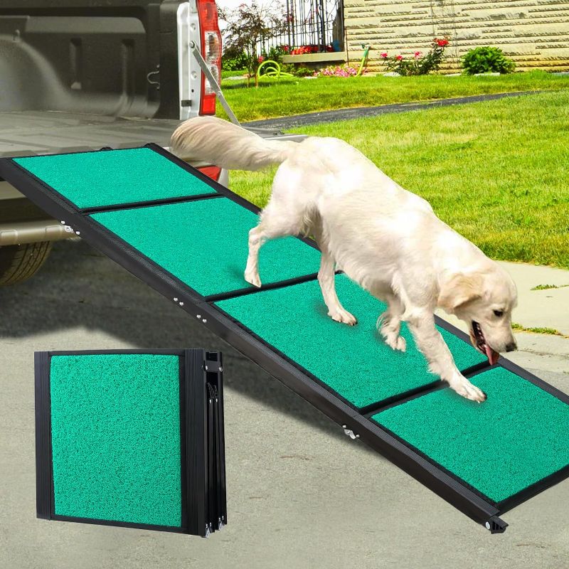 Photo 1 of 71" Max Length & 20" Width Dog Car Ramps,Large Dog Folding Ramp with Non-slip Carpet Surface, Large Dogs Up to 285LBS
