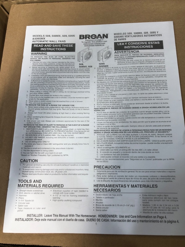 Photo 2 of Broan-NuTone 509 Through-the-Wall Ventilation Fan White Cover, 200 CFM, 8.5 Sones, 8" No Switch Dial