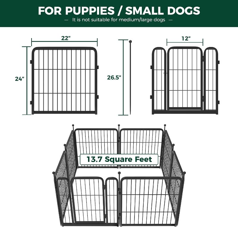 Photo 3 of (READ FULL POST) FXW Rollick Dog Playpen for Yard, Camping, 24" Height Heavy Duty, 8 Panels 08 Panels 24 inch