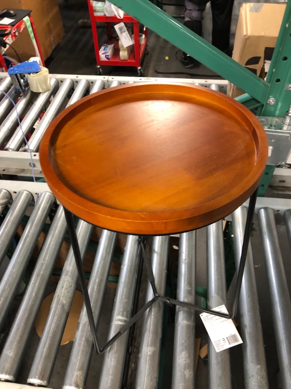 Photo 1 of 19 in. Triangle Base Wood Top Plant Stand