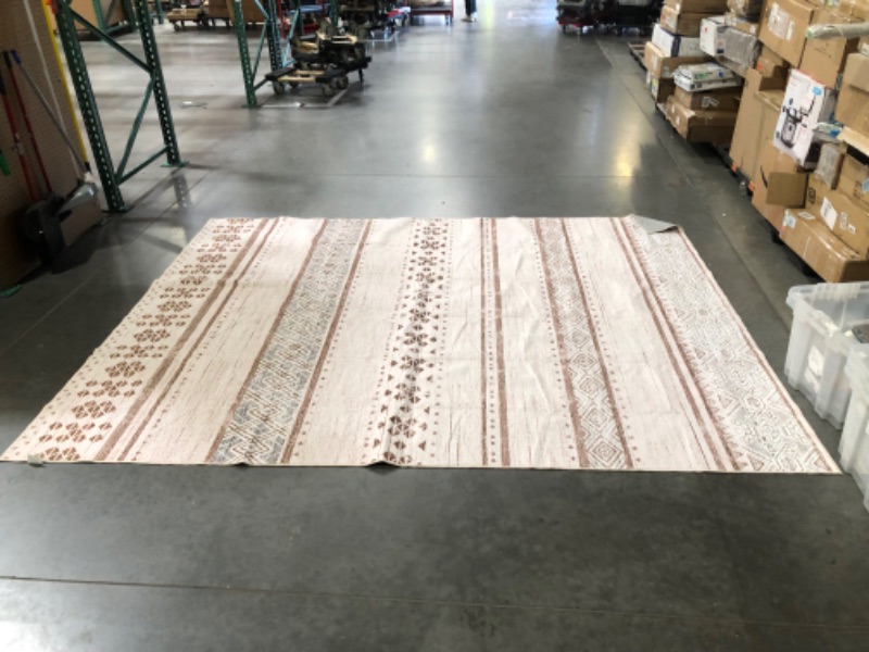 Photo 4 of ***USED - DIRTY - NO PACKAGING***
BESTSWEETIE 8x10 Area Rug Washable 8x10 Rug Rugs Moroccan Farmhouse Neutral Geometric - brown/cream