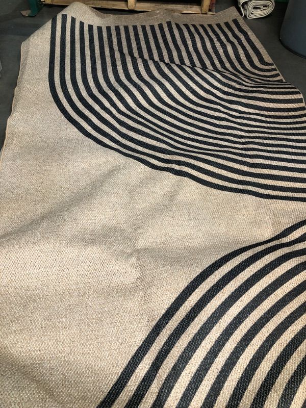 Photo 1 of Lahome Modern Rainbow Easy Jute Rug, 8x10 Patio Rugs Washable Rugs - Black lines