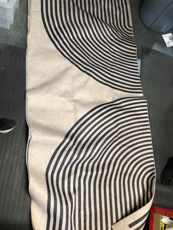 Photo 1 of Lahome Modern Rainbow Easy Jute Rug, 8x10 Patio Rugs Washable Rugs - Black lines