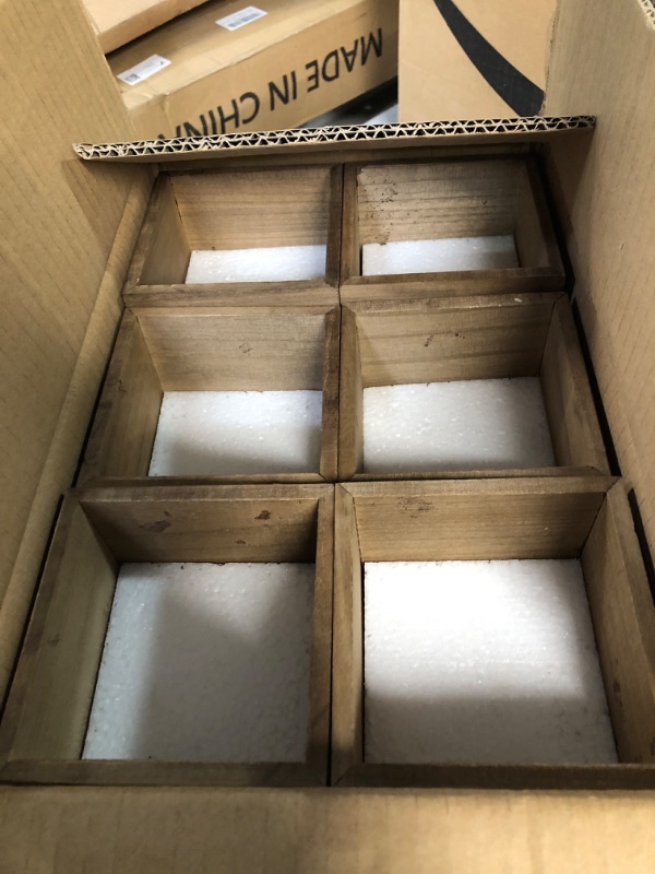 Photo 2 of Suzile 12 Set Wooden Planter Box Square Wood Flower Box 4" Rustic Cube Planter Box 