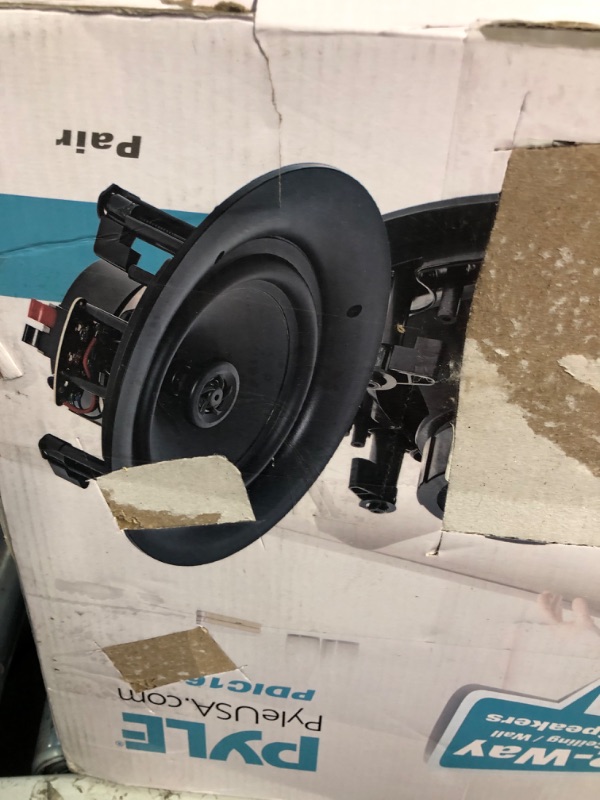 Photo 1 of Pyle Pair 10” Flush Mount in-Wall in-Ceiling 2-Way Speaker System Spring Loaded Quick Connections Changeable Round/Square Grill Stereo Sound Polypropylene Cone Polymer Tweeter 300 Watts (PDIC16106)