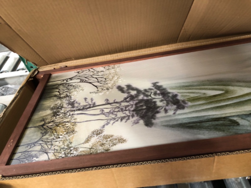 Photo 1 of 4 Panel Room Divider Screen,Double Faced Room Divider Folding Wall Divider for Room Separation,Mountains and Waters Landscape,67" H x 63" W