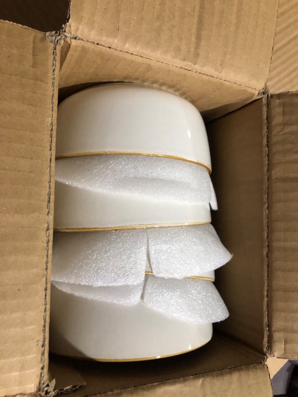 Photo 3 of ***USED - NOT A COMPLETE SET - MISSING PIECES - SEE PICTURES***
Ceramic Dinnerware Sets for 6, 18 Pieces Stoneware Plates and Bowls Sets, Chip and Scratch Resistant Dishes, Dishwasher & Microwave Safe, Reactive Glaze-White Pearl White Service for 6