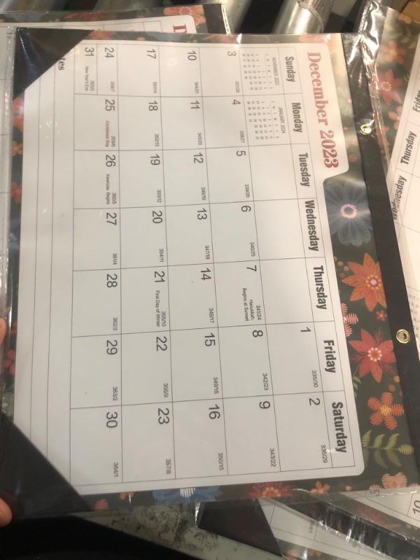Photo 2 of Desk Calendar 2024-12 Monthly Desk/Wall Calendar 2-in-1,14" x 11", JAN. 2024 - DEC. 2024, Thick Paper with Corner Protectors, Large Ruled Blocks,Floral 01 Desk Calendar - Floral-01