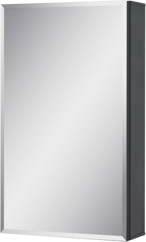 Photo 1 of *****STOCK IMAGE FOR SAMPLE*****
BLACK Mirror Cabinet 19x7.5x28 inches Mirror Size, Recessed or Surface Mount, Black Aluminum Bathroom Wall Cabinet with Mirror and Adjustable Shelves.