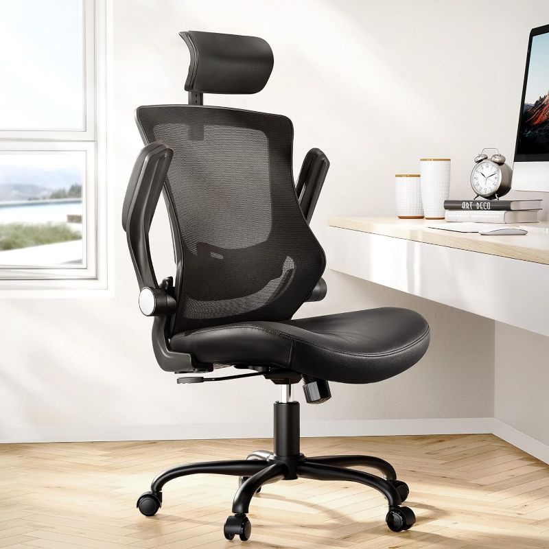 Photo 1 of *****STOCK IMAGE FOR SAMPLE*****
Office Chair Ergonomic Desk-Chair: Mesh Back Computer Chair with PU Leather Seat, Adjustable Lumbar Support
**NOT IN ORIGINAL PACKAGING**