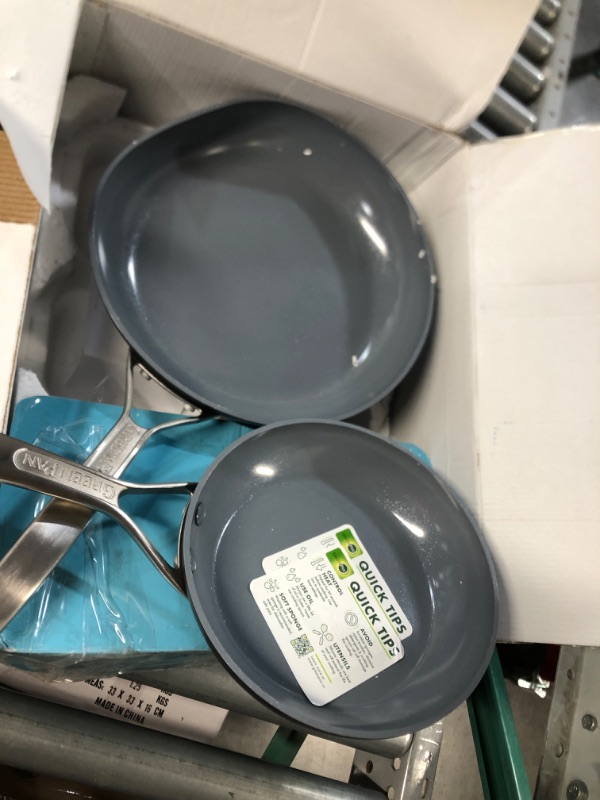 Photo 3 of **NONREFUNDABLE**FOR PARTS OR REPAIR**SEE NOTES**
GreenPan Swift Healthy Ceramic Nonstick, 8" and 10" Frying Pan Skillet Set, Stainless Steel Handles, PFAS-Free, Dishwasher Safe, Oven Safe, Black 8” and 10” Frying Pan Skillet Set