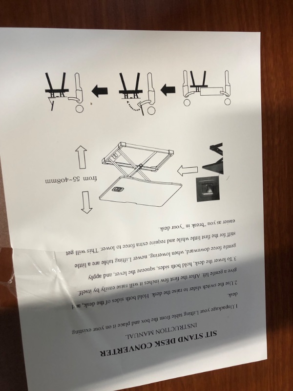 Photo 3 of *****STOCK IMAGE FOR SAMPLE*****
25.5 inch Desk Converter, Height Adjustable Sit to Stand Riser,  Brown 