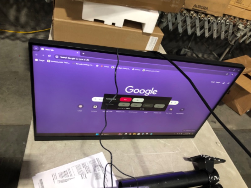 Photo 3 of ***USED - POWERS ON***
LG FHD (1920 x 1080) 27 Inch Computer Monitor, IPS, AMD FreeSync, 3-Side Borderless Design, Tilt/Height Adjustable Stand, 75Hz, 5ms, OnScreen Control, HDMI, DisplayPort, D-Sub, 27MP450-B, Black