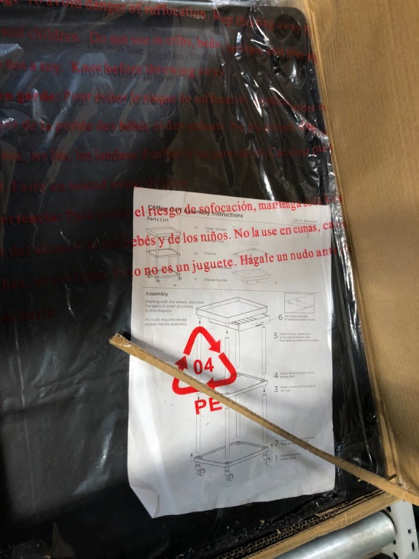 Photo 1 of Mind Reader All Purpose Rolling Cart, Printer Cart, Utility Cart, Kitchen Cart, Coffee Cart, Microwave Cart, Bathroom Cart, 3 Tier, Black with Free Condiment Organizer