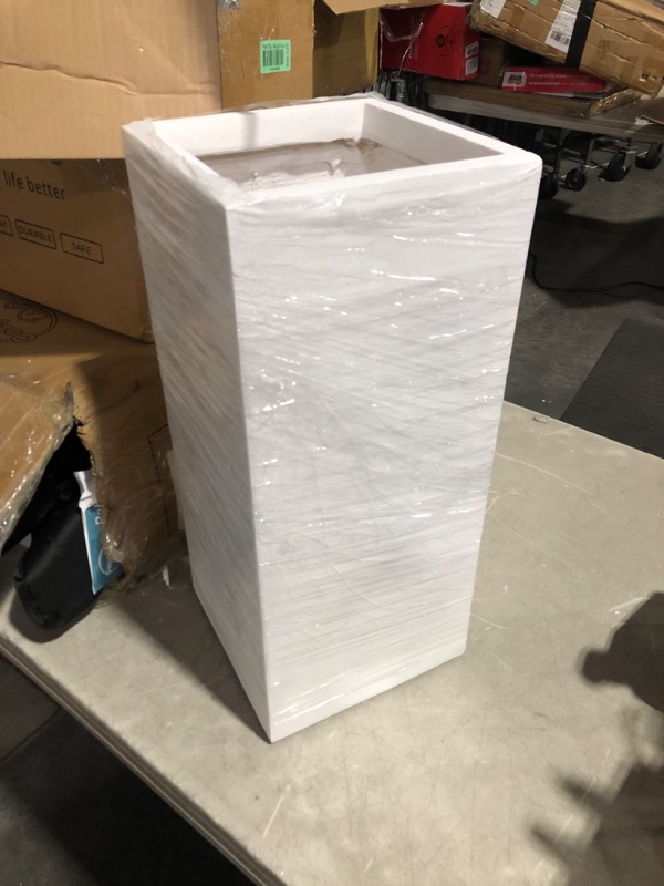 Photo 5 of ***DAMAGED - CHIPPED AND SCRATCHED***
Kante 20" H x 9" W x 9"D Tall Pure White Lightweight Concrete Modern Planters Outdoor Indoor Planter Pots with Drainage Holes for Patio, Backyard, Living Room (RF0002A-C80011) Pure White 20"H