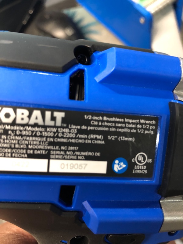 Photo 3 of ***SEE NOTES*** Kobalt Next-Gen 24-volt Variable Speed Brushless 1/2-in Drive Cordless Impact Wrench (Battery Included)
