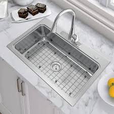 Photo 1 of allen + roth The Hoffman Collection Dual-mount 33-in x 22-in Stainless Steel Single Bowl 2-Hole Kitchen Sink All-in-one Kit
