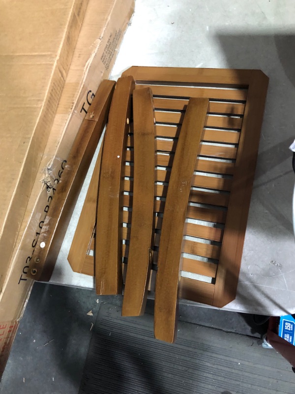 Photo 1 of ***DAMAGED - SEE COMMENTS***
Forevich Bamboo Shower Bench Stool with Storage Shelf Waterproof Shower Chair Spa Bath Seat Excellent for Indoor Use Chestnut Brown