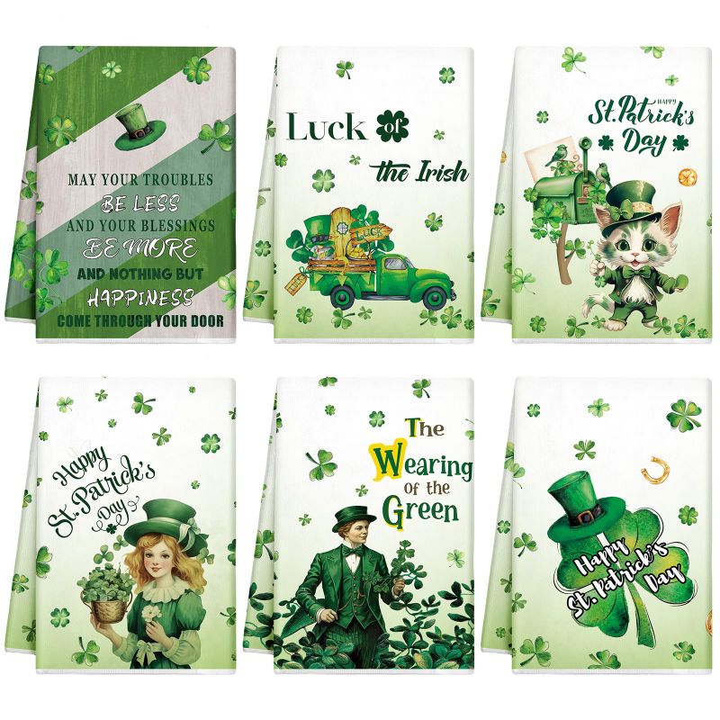 Photo 1 of **NON REFUNDABLE SET OF 2**
Patelai 6 Pcs St Patrick's Day Hand Towels 15.75 x 23.62 in