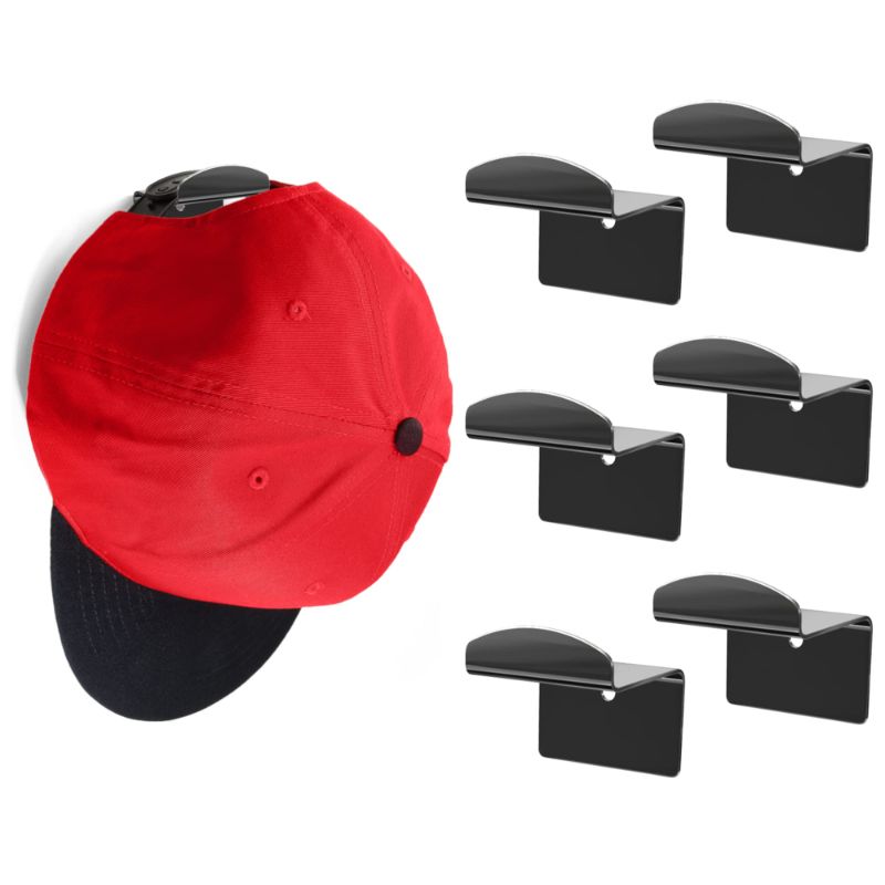 Photo 1 of ** PACK OF 2**
Modern JP Metal Adhesive Hat Hooks for Wall (6-Pack)  Black