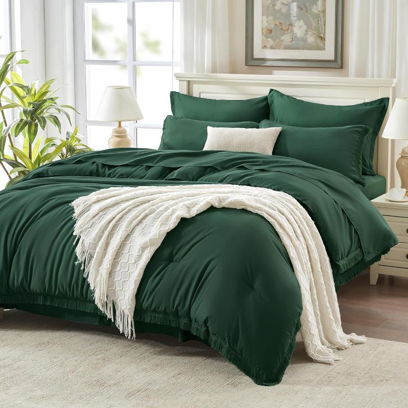 Photo 1 of **UNSURE OF DIMENSIONS**
Andency  Comforter Set with Sheets Dark Emerald Green -7 Piece