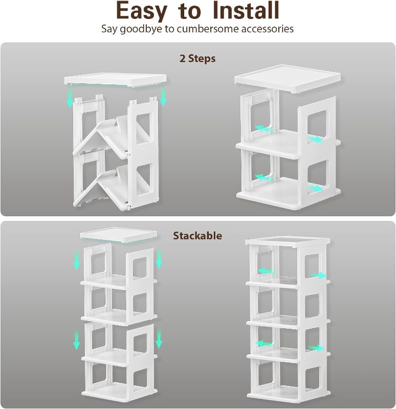 Photo 3 of (READ FULL POST) Foldable Vertical Shoe Rack Narrow Shoe Organizer for Space-Saving Modern Shoe Storage Cabinet Free Standing Shoe Racks for Entryway Multifunction Cube Shelf for Bathroom Bedroom 2-Tiers&ABS