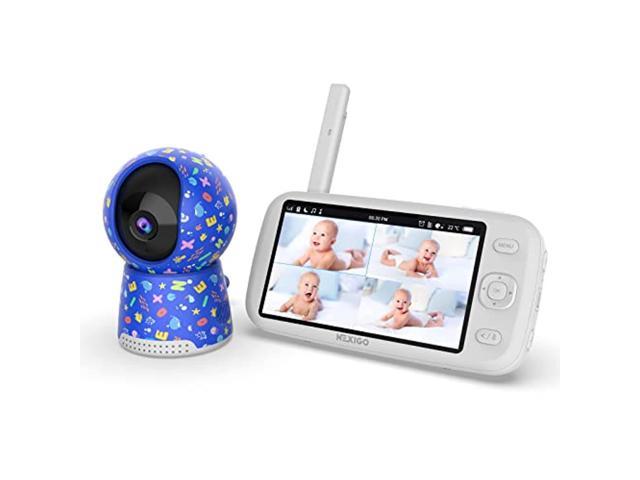 Photo 2 of NexiGo Video Baby Monitor with Camera and Audio, 5 Inch Split IPS Screen, Support Up to 4 Cameras, 2-Way Audio, Pan-Tilt-Zoom, 4800mAh Battery, Temperature Detection, Night Vision, Lullaby (Blue)