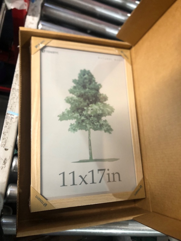 Photo 1 of 11x17 Picture Frame 4 Pack, Natural Solid Wood Poster Frame with HD Tempered Glass