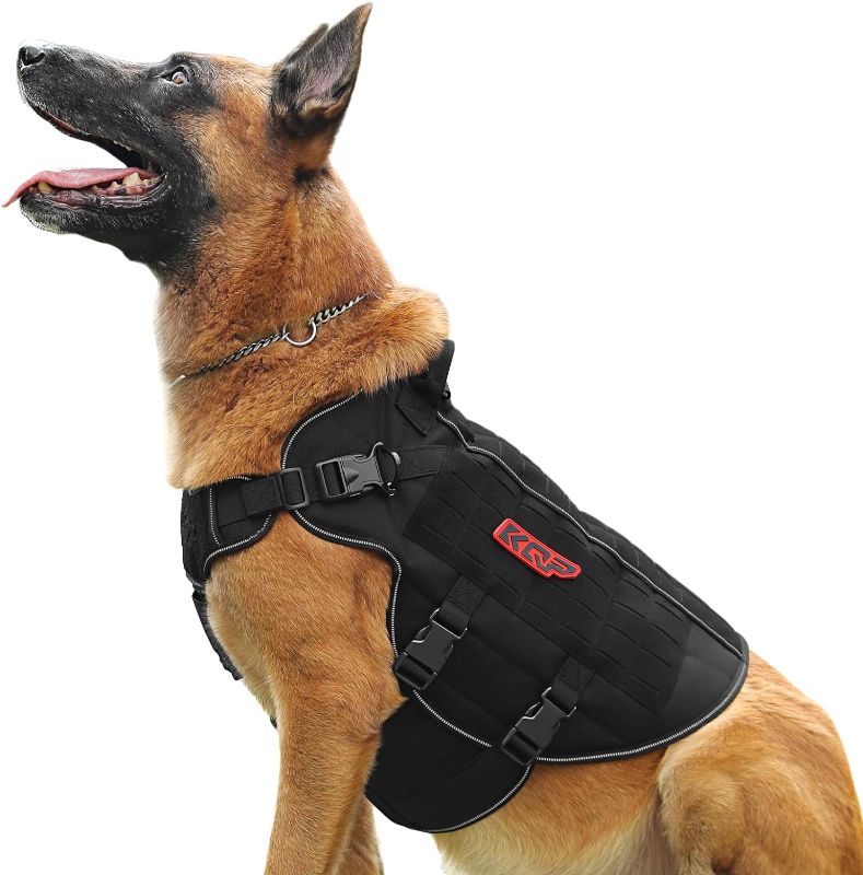 Photo 1 of Tactical Dog Harness, No Pull Dog Harness, Military Dog Vest with Adjustable Metal Clips, Reflective Dog Harness for Large Medium Small Dogs, Service Dog Walking Training
