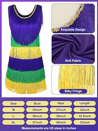 Photo 1 of  CUTECROP 8 Pcs Mardi Gras Costume Accessories Set Mardi Gras Fringe Dress Feather Headband Eye Mask Bead Necklace Earring MEDIUM