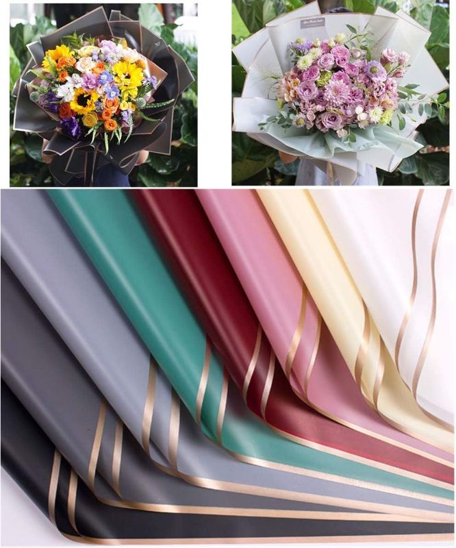 Photo 1 of (24pcs pink 22.8 * 22.8 inches flower shop bouquet, DIY crafts, gift packaging or gift box packaging, waterproof flower wrapping paper 3 pack
