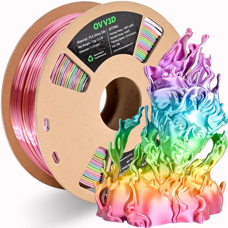 Photo 1 of  OVV3D Color Change PLA Plus Filament 1.75mm 1kg, 3D Printer Filament Chameleon Shiny Sparkle Glitter SKY BLUE ROSE RED