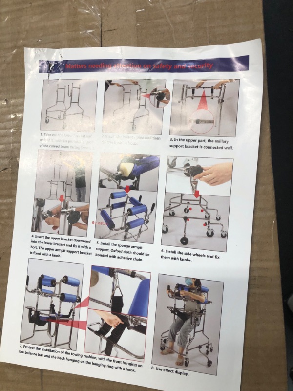 Photo 3 of Adult Standing Walker for Seniors, Hemiplegia Rehabilitation hemi Walker Lower Limb Training, Upgraded Double Pads, 8 Wheels Anti-tilt, Suitable for People 58-71in, withstands 220lbs