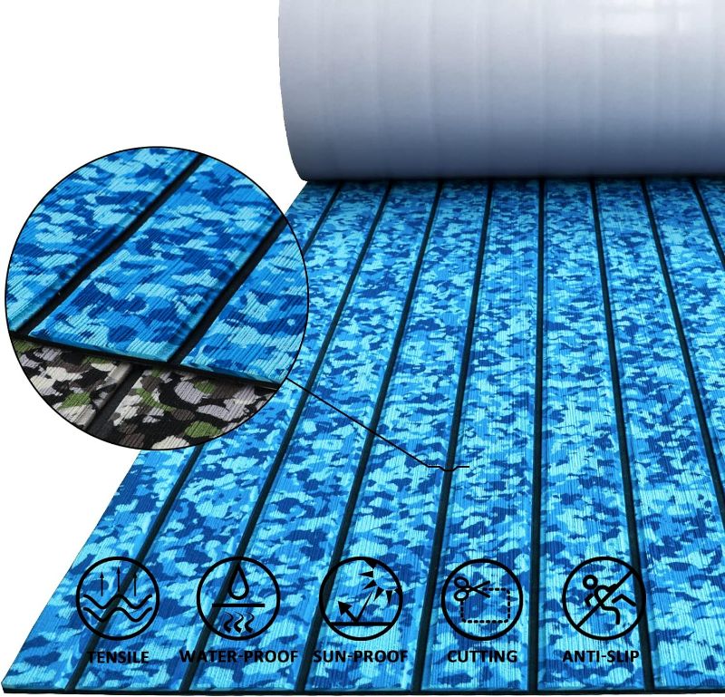 Photo 3 of (NON-REFUNDABLE) Boat Flooring EVA Foam Boat Decking Sheet Non-Slip Brushed Marine Flooring Self-Adhesive Boat Carpet Camo 94.5'' x 47.2''