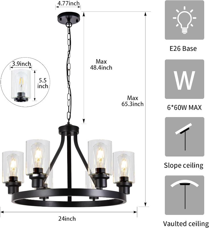 Photo 2 of ***USED - SEE PICTURES FOR DIMENSIONS - LIKELY MISSING PARTS - UNABLE TO TEST***
Lanhall 6-Light Farmhouse Chandelier Light Fixture Dining Room Lighting Fixtures Hanging Wagon Wheel Chandelier Kitchen Island Pendant Lights Modern Black Industrial Rustic A