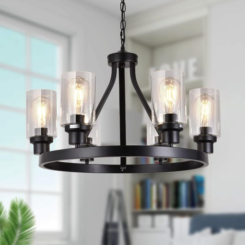 Photo 1 of ***USED - SEE PICTURES FOR DIMENSIONS - LIKELY MISSING PARTS - UNABLE TO TEST***
Lanhall 6-Light Farmhouse Chandelier Light Fixture Dining Room Lighting Fixtures Hanging Wagon Wheel Chandelier Kitchen Island Pendant Lights Modern Black Industrial Rustic A