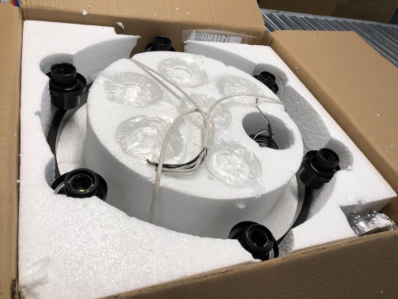 Photo 1 of ***USED - SEE PICTURES FOR DIMENSIONS - LIKELY MISSING PARTS - UNABLE TO TEST***
Lanhall 6-Light Farmhouse Chandelier Light Fixture Dining Room Lighting Fixtures Hanging Wagon Wheel Chandelier Kitchen Island Pendant Lights Modern Black Industrial Rustic A