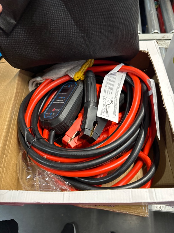 Photo 2 of NOONE Jumper Cables with Safety Protector, Heavy Duty Booster Cables 0 Gauge 20 Feet (0AWG x 20Ft) 1000AMP with Goggles, Gloves, Battery Brush, Carrying Bag 20 Feet (0-Gauge)