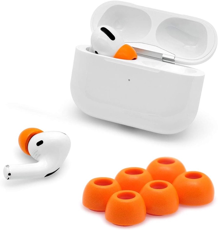 Photo 1 of Eartune Fidelity UF-A Premium Memory Foam Tips for AirPods Pro (1st Gen & 2nd Gen) - Fits in Charging Case, Stays in Your Ears, Superb Sound Isolation, and Built-in Waxguard - Medium, [Orange]