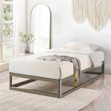 Photo 1 of (see all images) Mellow 12" Metal Platform Bed Frame w/Heavy Duty Steel Slat Foundation, Twin, Grey