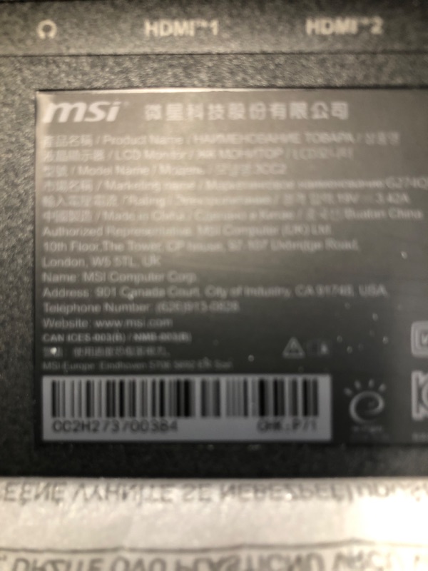 Photo 2 of MSI G274QPF-QD 27" 1440p 170 Hz Gaming Monitor