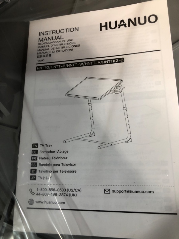Photo 1 of SAIJI Leather Laptop Bed Tray Table, Adjustable Laptop Stand with Removable Stopper, Foldable Legs, Gray Medium