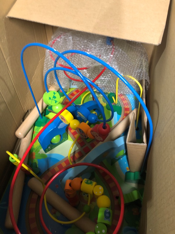 Photo 1 of Hape E3824 Jungle Adventure Kids Toddler Wooden Bead Maze & Railway Train Track Play Table Toy for Ages 18 Months and Up Multicolor, 25.6" L x 17.52" W x 17.91" H
