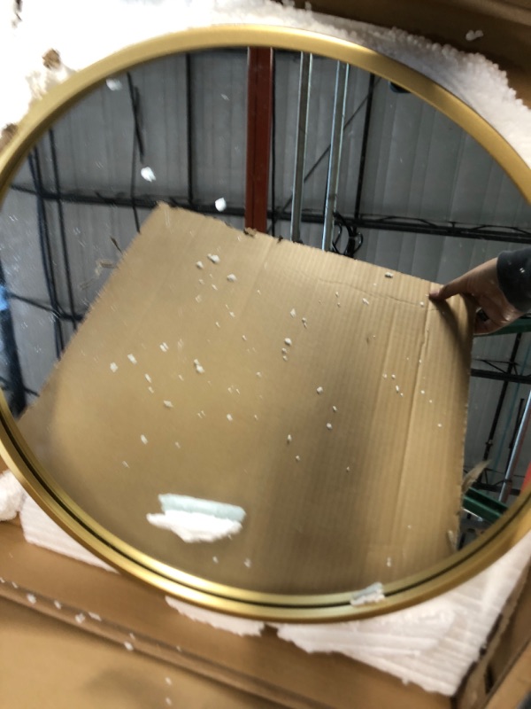 Photo 1 of 18 Inch Round Wall Circle Mirror,Large Gold Metal Framed Wall-Mounted Hanging Mirror for for Bathroom Decor,Vanity Bedroom, Living Room, Entryway Gold 18"
