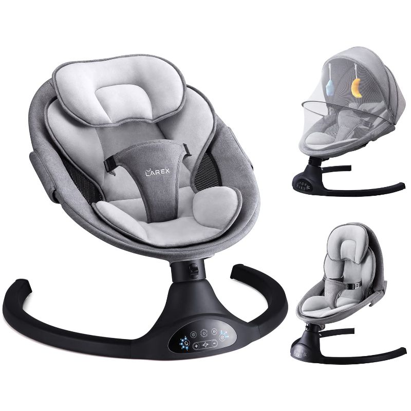 Photo 1 of (Similar to Stock Photo) Baby Swing for Infants to Toddler Portable Babies Swing Timing Function 5 Swing Speeds Bluetooth Touch Screen Music Speaker with 10 Preset Lullabies 5-Point Carabiner