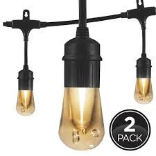 Photo 1 of 24 Bulb 48 ft. Outdoor/Indoor Black Vintage LED String Lights, Acrylic Edison Bulbs