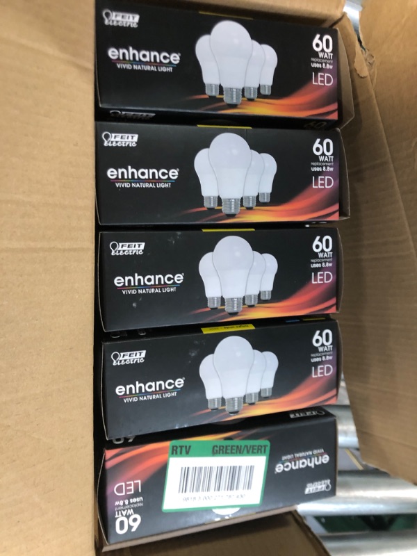 Photo 2 of (5 Boxes) No RETURNS 60-Watt Equivalent A19 Dimmable CEC Title 20 ENERGY STAR 90+ CRI E26 Medium LED Light Bulb, Bright White 3000K 