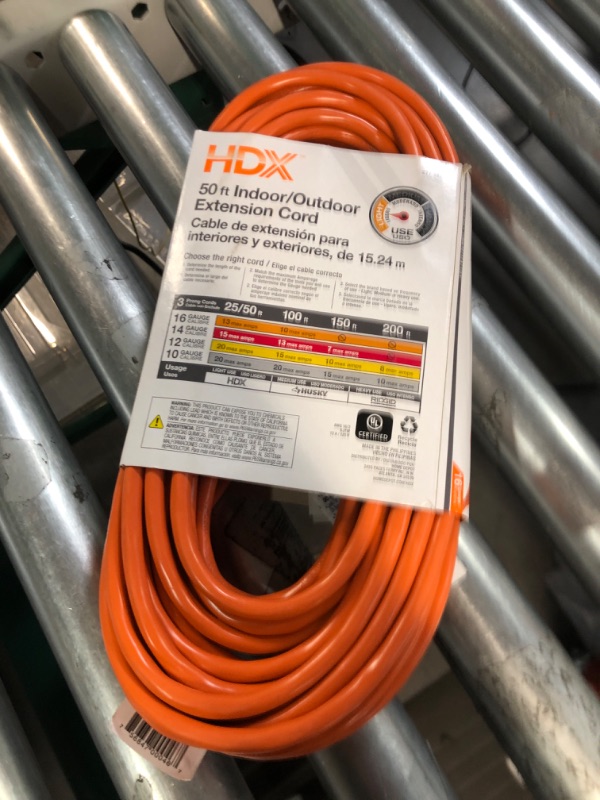 Photo 2 of 50 ft. 16/3 Light Duty Indoor/Outdoor Extension Cord, Orange