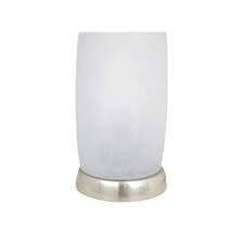 Photo 1 of (Damaged Item) 8 in. Uplight Accent Brushed Nickel Table Lamp with Glass Shade